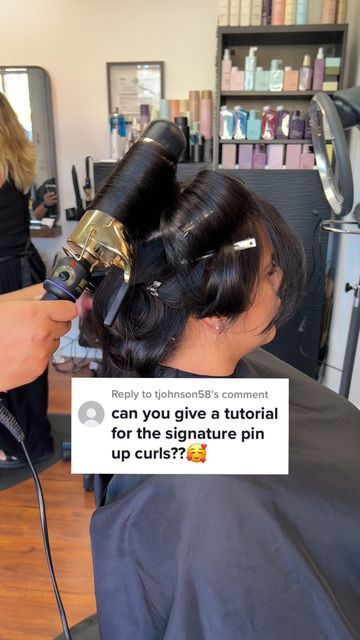 SAN DIEGO HAIR ARTIST on Instagram: "Link in bio to my Amazon storefront where you can find this @hottoolspro 2 inch barrel curling iron ☺️ • • • #pinupcurls #bouncylayers #curlingtutorial #hottoolspro #sdhairstylists #lamesasalon" 1.5 Barrel Curls, 2 Inch Curling Iron Curls, 2in Curling Iron Curls, How To Barrel Curl Hair, 2inch Curling Iron Curls, Barrel Curls Medium Hair, Big Curling Iron Curls, 2 Inch Barrel Curls, Large Barrel Curling Iron Hairstyles