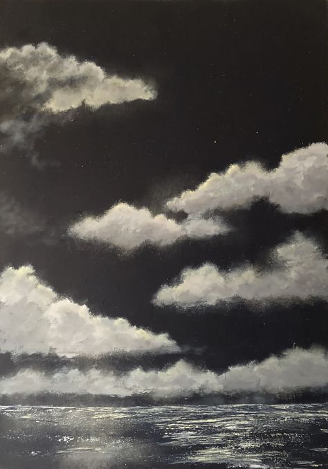 Night Clouds Painting, Sky Cloud Painting, Night Sky Drawing, Painting Night Sky, Clouds Painting, Sky Textures, Painting Night, Night Clouds, Sky Art Painting