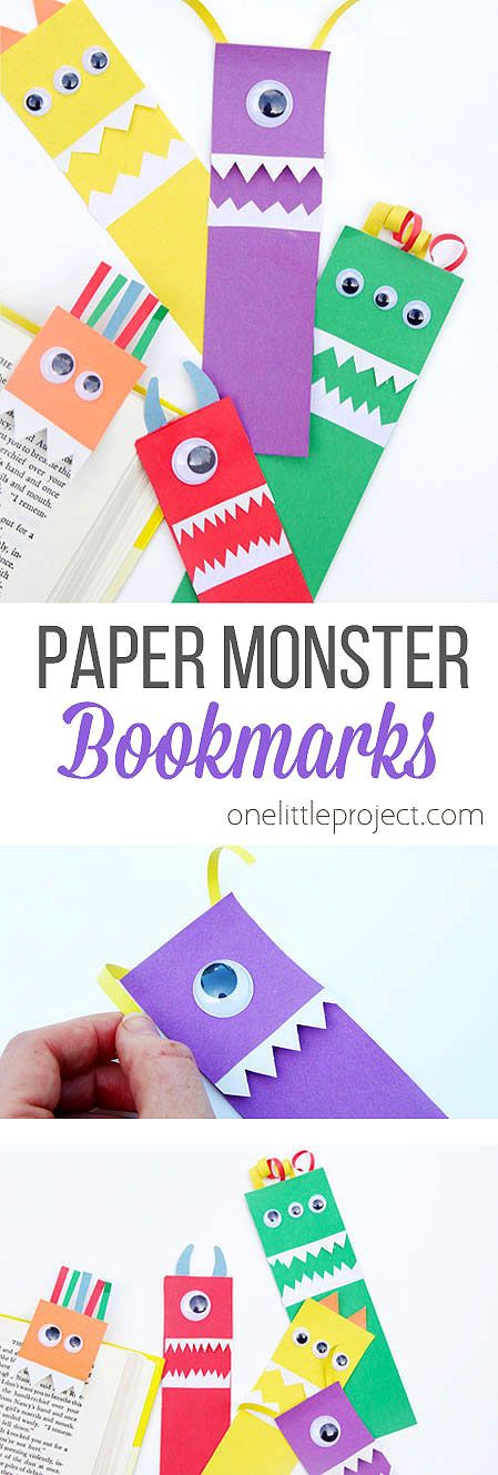 Bookmarks Diy Kids, Paper Monster, Back To School Crafts For Kids, Monster Bookmark, Monster Craft, Construction Paper Crafts, Monster Crafts, Bookmark Craft, Back To School Crafts