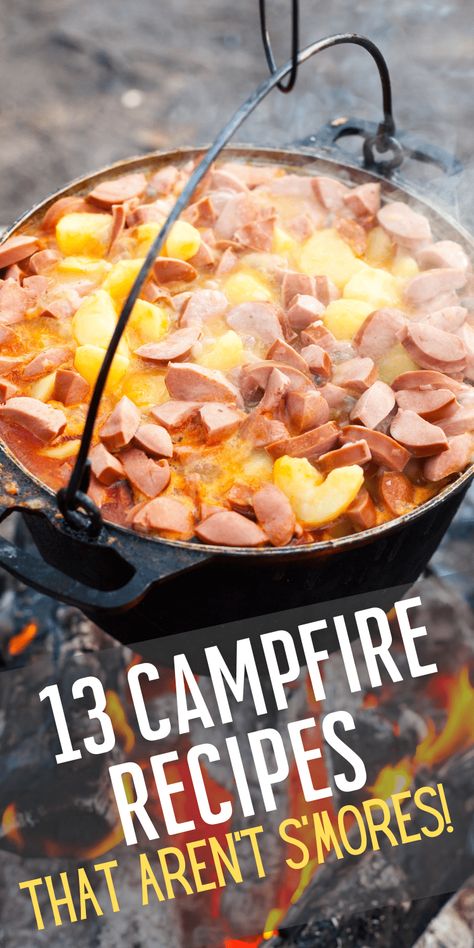 13 Campfire Recipes that Aren't S'mores » Homesteading Where You Are Campfire Dutch Oven Recipes, Camping Recipes Dinner, Cast Iron Dutch Oven Cooking, Campfire Potatoes, Campfire Pizza, Campfire Snacks, Campfire Dinners, Campfire Breakfast, Campfire Recipes