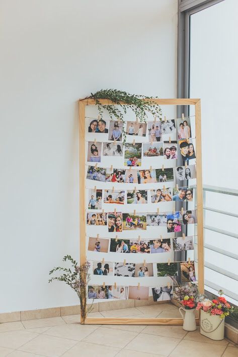 Diy Photo Display, Wedding Photo Display, Diy Wall Decor For Bedroom, Polaroid Wall, Photo Wall Decor, Decoration Photo, Photo Decor, Decoration Inspiration, Diy Birthday Gifts