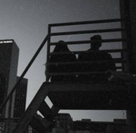 Fire Escape Aesthetic Couple, Running On Rooftops Aesthetic, Couple On Rooftop Aesthetic, Couple Sitting On Roof At Night, Rooftop Couple Aesthetic, Rooftop Aesthetic Night Couple, On The Rooftop Aesthetic, Rooftop Conversations, Sitting On Roof At Night