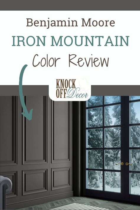 Benjamin Moore Iron Mountain is a perfect moody hue that tends to add an intimate aura to your room. It is a dark-toned paint color with very little reflectivity. Bm Iron Mountain, Benjamin Moore Bedroom, Office Paint Colors, Pictures To Color, Mountain Interiors, Dining Room Paint Colors, Cloud Mountain, Dark Paint Colors, Dark Living Rooms