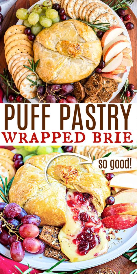 For the perfect Holiday appetizer, consider making this Cranberry Pecan Brie wrapped in Puff Pastry Sheets! Baked Brie is the elegant and easy party food you can make for all occasions. Cranberry Pecan Stuffed Brie Puff Pastry, Baked Cranberry Brie Puff Pastry, Cranberry Pecan Stuffed Brie With Puffed Pastry, Cranberry Baked Brie Puff Pastry, Pastry Wrapped Cranberry Baked Brie, Stuffed Baked Brie In Puff Pastry, Thanksgiving Baked Brie In Puff Pastry, Baked Brie In Puffed Pastry, Brie Appetizers For Party