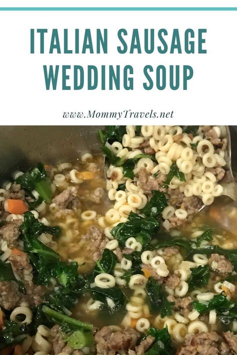 Italian Sausage Wedding Soup recipe Sausage Wedding Soup, Italian Wedding Soup With Sausage, Wedding Soup Recipe, Ground Italian Sausage, Wedding Soup, Ground Sausage, Sausage Soup, Small Pasta, Chowder Recipes