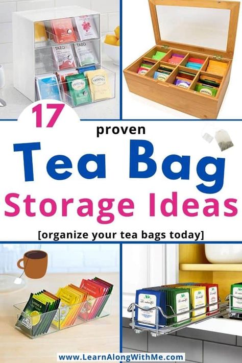 Yea Bag Organization, Vertical Tea Storage, How To Store Tea Bags Ideas, How To Organize Tea Bags, Tea Organizer Ideas, Tea Holder Organizers, Diy Tea Bag Organizer, Tea Bag Holder Diy, Tea Bag Organization