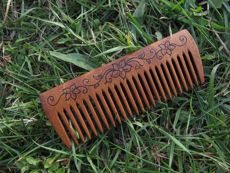 Handmade hair comb. 90 years old Acacia wood. Finish - linseed oil Measurements: 4.88in - 1.77in (12,4cm - 4,5cm) Metal and other hard objects can damage and scratch the products Keep away from your pet  How to take care of the wooden and horn combs: Our combs can be used on damp hair and beard but do not leave the comb exposed to water for long periods of time. Dry the damp comb with a cloth. Do not use a dryer or another electrical appliance. Do not heat, there is a risk of fissures in the woo Wood Hair Comb, Wood Hair Barrette, Filigree Tattoo, Wood Comb, Wooden Comb, Wood Carving Designs, Carving Designs, Wood Carving Art, Linseed Oil