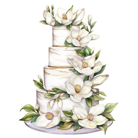 Wedding Cake Watercolor, Wedding Cake Clipart, Cakes Clipart, Cake Watercolor, Watercolor Wedding Cake, Cake Clipart, Etsy Stickers, Paper Garland, Wedding Background