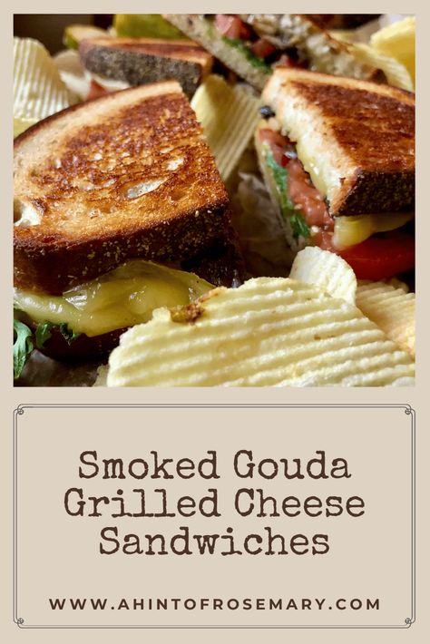 smoked gouda grilled cheese sandwiches - a hint of rosemary Smoked Grilled Cheese, Smoked Gouda Grilled Cheese, Gouda Grilled Cheese, Recipes Sandwiches, Grilled Cheese Sandwiches, Smoked Cheese, Smoked Gouda, Vegetarian Sandwich, Gouda Cheese