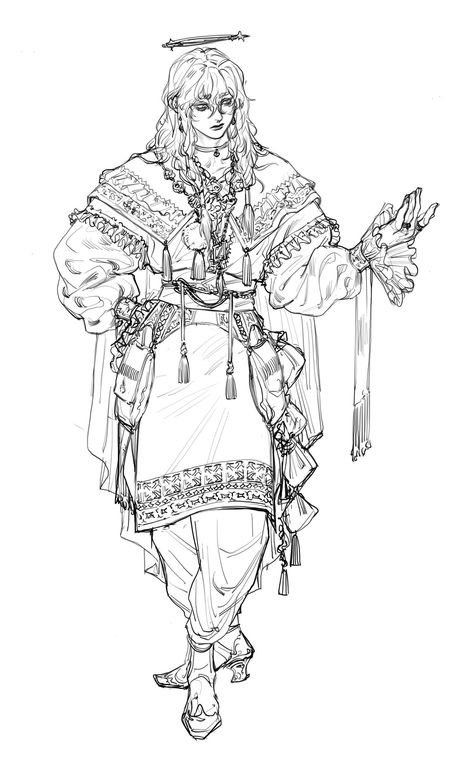 Concept Art Medieval, Medieval Art Style, Drawing Medieval Clothes, Medieval Clothing Art, Medieval Clothing Illustration, Sci Fi Medieval Character Design, Medieval Fantasy Clothing, Wow Art, Art Studies