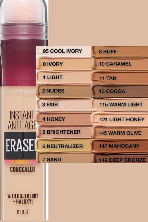 Maybelline New York Concealer, Instant Anti-Ageing Eraser Instant Eraser Concealer, Maybelline New York Concealer, Eraser Concealer, Maybelline Products, Maybelline Concealer Shades, Concealer Maybelline, Maybelline Eraser Eye Concealer, Maybelline Eraser Concealer, Corrector Maybelline