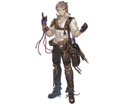 Isaac - Granblue Fantasy Wiki Jrpg Characters, Granblue Fantasy Art, The Fates, Armor Clothing, Vision Art, An Engineer, Full Body Suit, Story Characters, Beautiful Moon