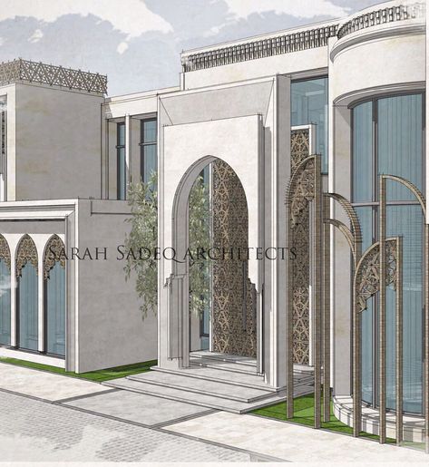 Sarah Sadeq architects Modern Islamic Architecture, Sarah Sadeq, Sarah Sadeq Architects, Classic Facade, Classical Building, Wait And See, Mosque Design, Modern Architecture Building, Mosque Architecture