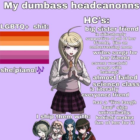 Danganronpa Hcs, Danganronpa Headcanons, Danganronpa Fanart, Hope's Peak Academy, Head Cannons, Izuru Kamukura, Danganronpa Funny, Dangan Ronpa, Fandom Crossover