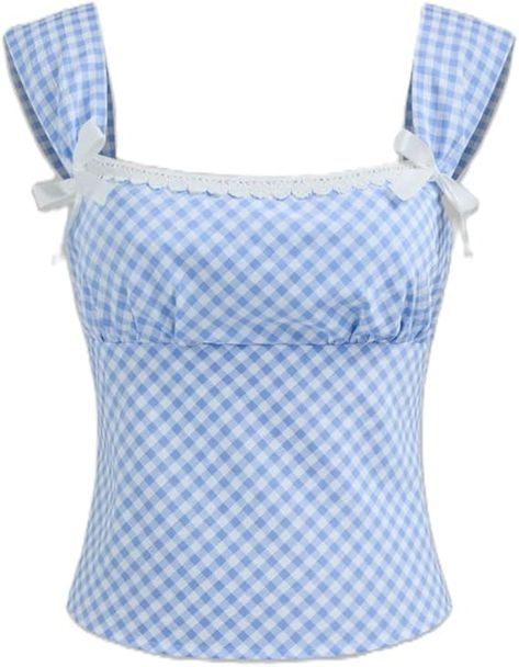 Yiulangde Womens Square Neck Gingham Camisole Summer Spaghetti Strap Backless Cami Shirt Y2k Peplum Babydoll Crop Tank Tops at Amazon Women’s Clothing store Fall Hiking Outfits, Womens Corset Tops, Fall Hiking Outfits For Women, Fall Outfits Y2k, Neck Corset, Slim Blouse, Hiking Outfit Women, Gingham Top, Plaid Crop Top