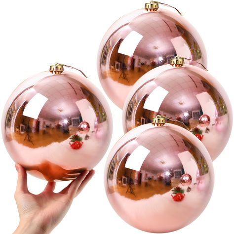 PRICES MAY VARY. What You Get: you'll receive 4 Christmas ball ornaments not easy to break, each measures 8 inch diameter, feature classic Christmas color, an ideal addition to your holiday decoration and match well with your existing decor, the large Christmas balls create a strong festival atmosphere Quality Material: the Christmas balls are made of nice strong plastic material for extreme durability, beauty and luster, and the fade-resistant finish will ensure your ornaments stay alive in eve Christmas Garland Staircase, Holiday Party Decorations Christmas, Luxury Christmas Decor, Elegant Christmas Tree Decorations, Outdoor Holiday Party, Large Christmas Ornaments, Fancy Christmas Ornaments, Glam Christmas Decor, Christmas Globes