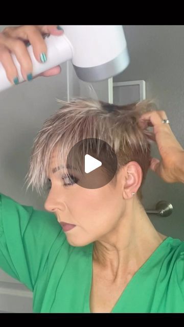 How To Style Very Short Hair For Women, Pixie Style Haircut, Pixie Undercut With Bangs, Pixie With An Undercut, How To Spike Short Hair, Products To Style A Pixie, Styling An Undercut Pixie, Back Of Undercut Pixie, Style Undercut Pixie