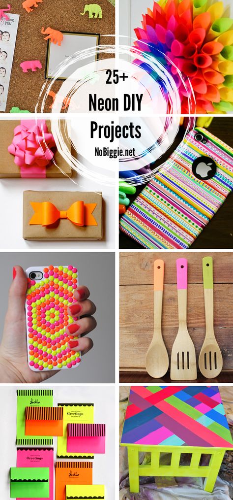 25+ Neon DIY Projects | NoBiggie.net Neon Crafts For Kids, Neon Room Decor, Glow Projects, Market Day Ideas, Neon Christmas, Neon Crafts, August Crafts, Retro Crafts, Winter Dance