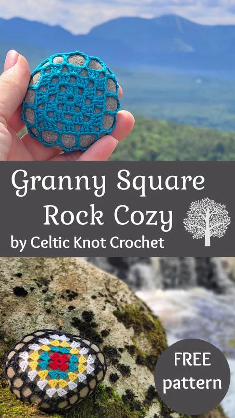 Granny Square Cozy - FREE pattern by Celtic Knot Crochet Nature, Celtic Granny Square Crochet, Crochet Geode, Crochet Rocks, Crochet Celtic, Celtic Knot Crochet, Angels Crochet, Crochet Kindness, Crochet Stone