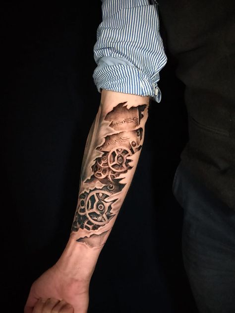 Steampunk Arm Tattoo, Mechanical Forearm Tattoo, Steampunk Tattoo Sleeve, Robot Arm Tattoo Sleeve, Gear Sleeve Tattoos For Guys, Gears Tattoo Mechanical, Steampunk Arm Sleeve Tattoo, Tattoo Arm Sleeve, Steampunk Arm