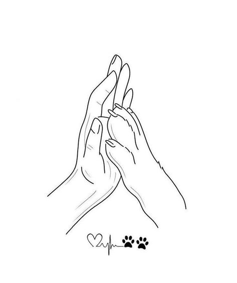 Dog Paw Drawing, Tattoo Main, Tatoo Dog, Cat Tattoo Ideas, Paw Tattoo, Dog Heaven, 강아지 그림, Line Art Tattoos, Discreet Tattoos