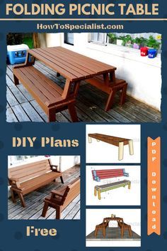 Bench Converts To Picnic Table, Bench To Table Diy Projects, Folding Picnic Table Bench Plans Free, Pinic Table, Folding Picnic Table Plans, Folding Picnic Table Bench, Simple Bench, Picnic Table Plans, Table Build