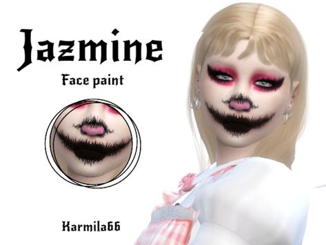 Sims 4 Cc Jazmin Bean, Sims 4 Clown Makeup Cc, Sims 4 Yandere Cc, Goth Sims 4, Ts4 Makeup, Jazmine Bean, Sims 4 Cc Goth, Ts4 Mods, Sims 4 Tattoos