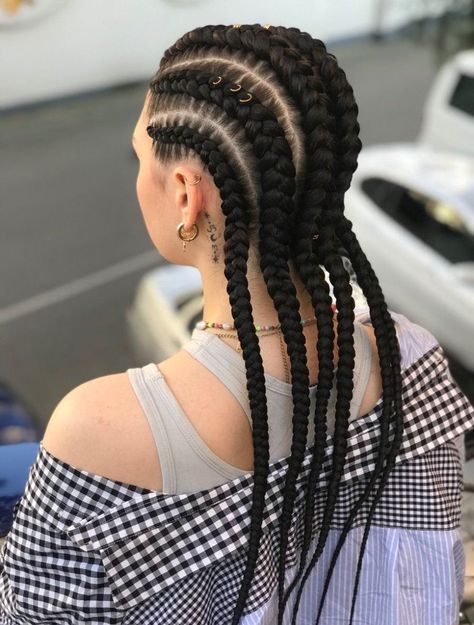 Pletenica U Kosi, 6 Cornrow Braids, Braids With Kanekalon Hair, Hip Hop Hairstyles, Hairstyles With Curly Hair, Hip Hop Hair, Kanekalon Braids, Braiding Hair Colors, Kanekalon Hair