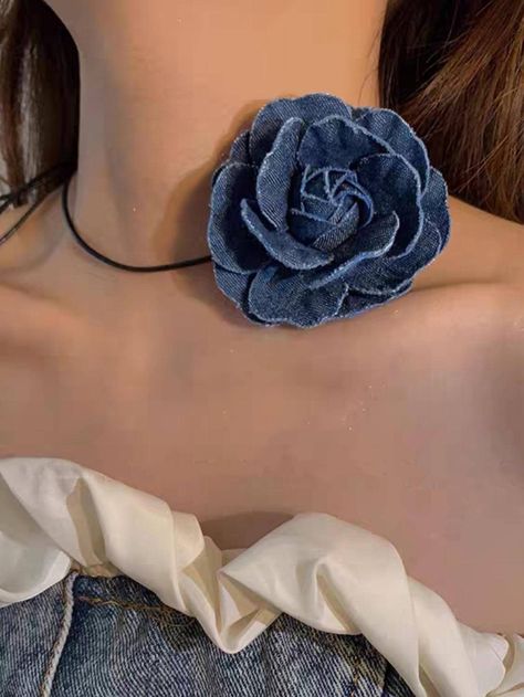 Flower Decor Choker | SHEIN USA Flower Choker Necklace, Y2k Punk, Flower Choker, Collar Chain, Rose Pendant, Estilo Punk, Style Punk, Flower Pendant Necklace, Arte Popular