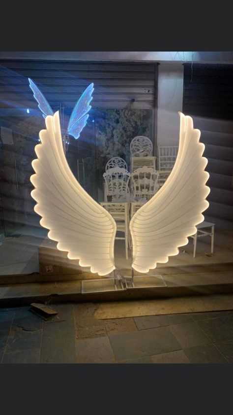 Angel Wings Backdrop, Diy Backdrop Stand, Unique Event Decor, Pvc Backdrop, Angel Theme, Altar Design, Metal Wedding Arch, Booth Wedding, Wedding Entrance Decor