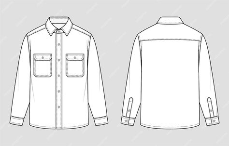 Menswear Technical Drawing, Mens Shirt Flat Sketch, Programming Tattoo Ideas, Shirt Technical Drawing, Kemeja Pdh, Gents Shirts, Shirt Sketch, Flat Drawings, Fashion Figure Drawing