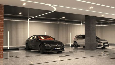 Apartment Car Parking Design, Classic Parking Interior Design, Residential Parking Design, Parking Wall Tiles Design, Parking Interior Design, Basement Parking Design, Parking Design Home, Parking Lot Design, Parking Tiles Design