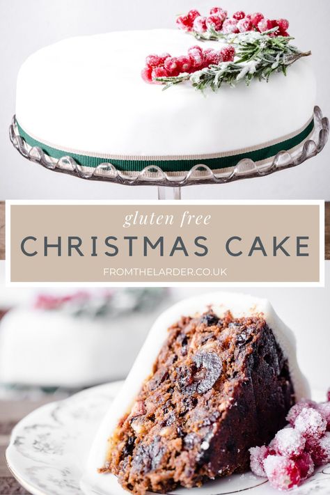 This luxurious Gluten-Free Christmas Cake is an absolute showstopper. Bursting with brandy laced fruits, rich in spices and spiked with citrus. This traditional festive fruit cake is also totally customisable to your preferred gluten free flours and has no xanthan gum. #christmascake #glutenfree #fruitcake #dessert Gluten Free Christmas Cake Recipe, Gluten Free Christmas Cake, Gluten Free Fruit Cake, Gf Cake, Gluten Free Holiday Recipes, Gluten Free Cake Recipe, Fruit Cake Christmas, Gluten Free Christmas, Christmas Cake Recipes