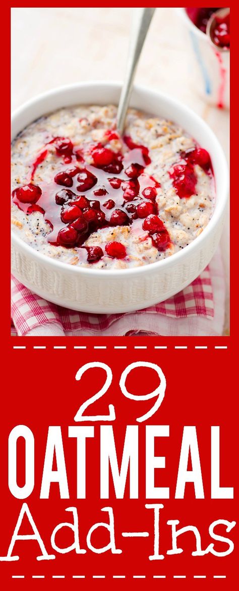 29 Quick and Easy Oatmeal Add Ins - Get creative with your oatmeal! Try… Things To Add To Oatmeal, Oatmeal Add Ins, Oatmeal Overnight, Oatmeal Toppings, Breakfast Oatmeal Recipes, Healthy Food Menu, Easy Oatmeal, Make Breakfast, Instant Oatmeal