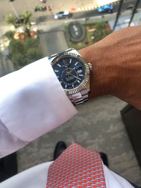 Rolex Sky Dweller Blue, Rolex Sky Dweller, Billionaire Aesthetic, Rolex Watches Submariner, Mens Rolex, Sky Dweller, Fancy Watches, Rolex Watches For Men, Men's Outfits