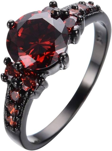 Wedding Rings Ruby, Rings Ruby, Garnet Wedding, Promise Band, Red Garnet Ring, Colored Stone Rings, Black Gold Jewelry, Wedding Promises, Fine Diamond Jewelry