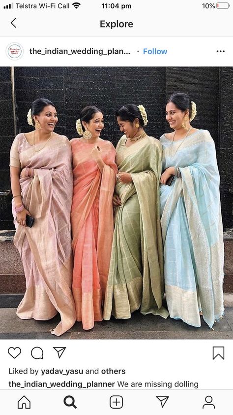 Pin by sania on Dresses in 2021 | Indian fashion saree, Indian saree blouses designs, Indian fashion dresses Saree Blouses Designs, South Indian Bridesmaids, Sisters Photoshoot Poses, Indian Bridesmaids, Blouses Designs, Sarees For Girls, Bridal Sarees South Indian, Simple Saree Designs, Indian Bridal Sarees