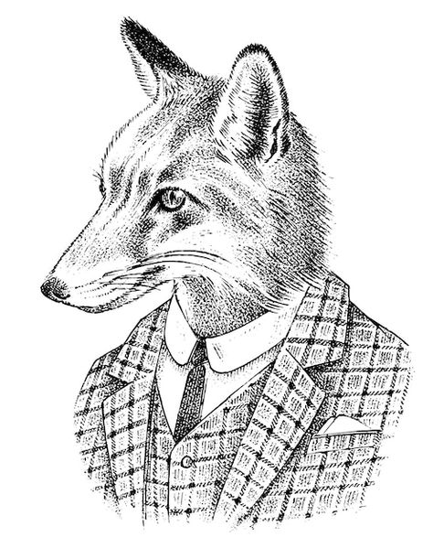 Fox dressed up in suit illustration | Premium Vector #Freepik #vector #fox-head #cartoon-character #human-cartoon #cartoon Cryptid Ideas, Suit Illustration, Scandinavian Illustration, Suit Drawing, Fox Poster, Hipster Dog, Fox Dress, Fox Illustration, Free Hand Drawing