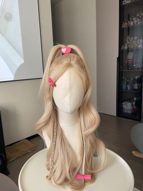 Barbie Hairstyle, High Fashion Hair, Korean Hair Color, Hair Style Korea, Barbie Hair, Kawaii Hairstyles, Ribbon Hairstyle, Pretty Hair Color, Hair Stylies