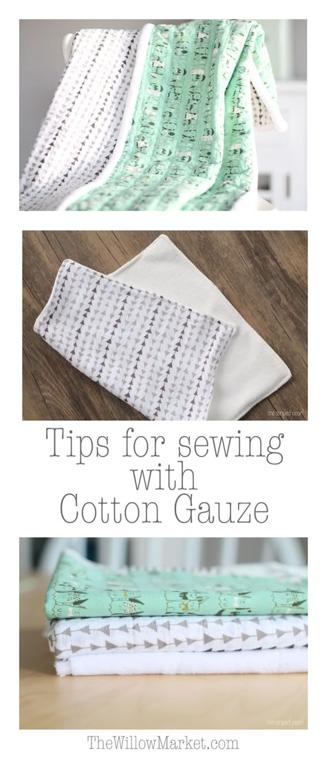 Tips for sewing with cotton gauze. Tips For Sewing, Sewing For Baby, Sewing 101, Baby Sewing Projects, Beginner Sewing Projects Easy, Sewing Fabrics, Leftover Fabric, Baby Projects, Gauze Fabric