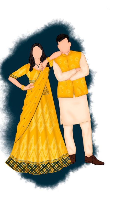 Haldi Ceremony Caricature, Mehndi Couple Illustration, Haldi Illustration Couple, Haldi Caricature Couple, Haldi Couple Illustration, Mehndi Caricature, Haldi Ceremony Illustration, Haldi Illustration, Haldi Caricature