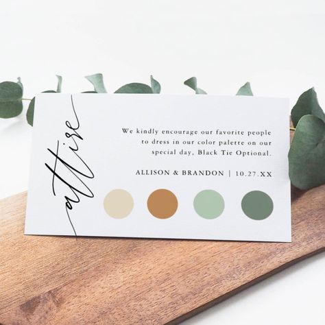 Elegant Wedding Color Dress Code Insert Cards Wedding Info Card, Elegant Wedding Colors, Earth Tone Wedding, Wedding Announcement Cards, Dress Code Wedding, Wedding Enclosure Cards, Wedding Info, Wedding Invitation Envelopes, Dress Attire