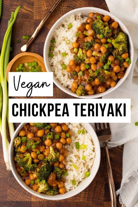 Veggie Teriyaki Bowl, Meal Ideas For Vegetarians, Chickpea Teriyaki Bowl, Teriyaki Bowl Vegetarian, Quick Dinner Ideas Vegan, Vegan Teriyaki Bowl, Easy Healthy Vegan Meal Prep, Easy Fast Vegan Meals, Easy Fast Vegan Dinner