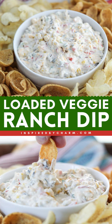 A delicious game day recipe for a homemade vegetable dip! It will become your new go-to party snack food. Smooth, creamy, and tangy, this Loaded Veggie Ranch Dip is so good! Check out what to serve with this easy appetizer recipe for party! Holiday Cake Recipes, Ranch Dip Recipe, Best Dip Recipes, Hummus Recipes, Christmas Cakes Easy, Delicious Dips Recipes, Bowl Party Food, Corn Recipe, Best Appetizer Recipes