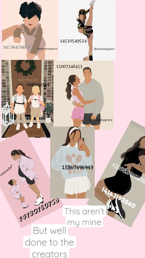 Decal codes Baby Decals, Big Family Photos, Bloxburg Decals Codes Aesthetic, Cute Family Pictures, Preppy Decal, Pic Code, Roblox Image Ids, House Decals, Bloxburg Decals Codes Wallpaper