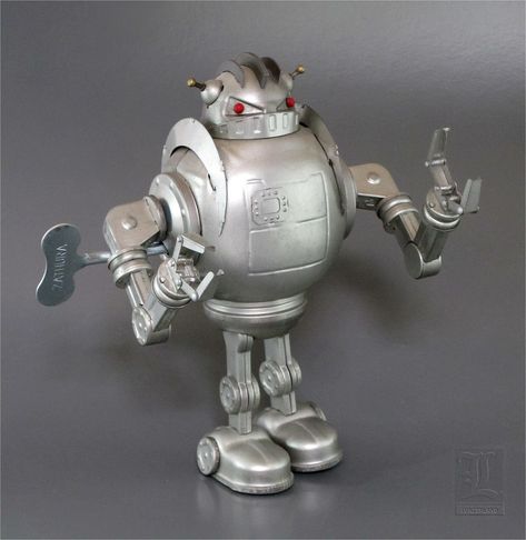 https://flic.kr/p/9TSLw9 | Tin ZATHURA ROBOT wind-up by Schylling | A great wind-up tin robot from the movie Zathura. From what I understand, shortly after this robot toy came out the molds went missing. As a result, this modern robot has become somewhat of a rarity. Design is top-notch, and it is put together with a lot of individual parts. Wind Up Toy, Wind Up Toys, Toy Robot, Robot Sculpture, Geek Decor, 9th Birthday Parties, Arte Robot, Space Toys, Power Armor