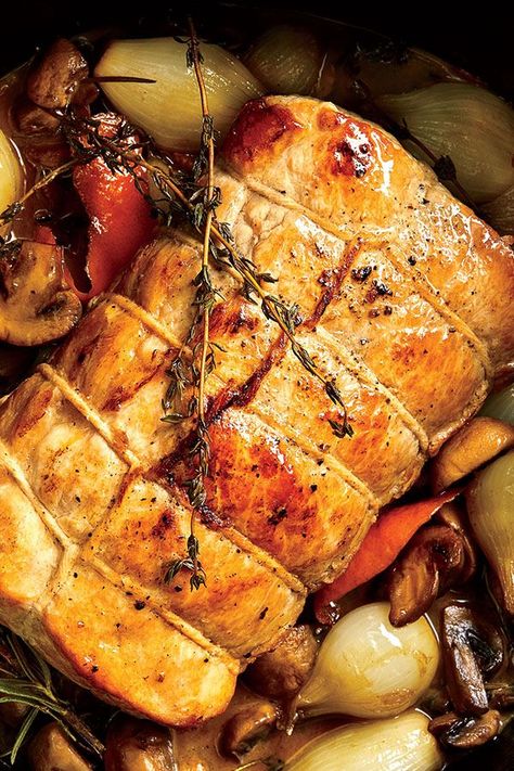 This pork loin recipe is braised with mushrooms and wine to create the ultimate comfort food meets fall recipe.#fallrecipes #comfortfood #porkrecipes #porkloin #porkloinrecipes Braised Pork Loin, Pork Braised, Viking Food, How To Cook Polenta, Autumn Dinner, Wine Recipe, Pumpkin Pasta, Button Mushrooms, Roast Pork