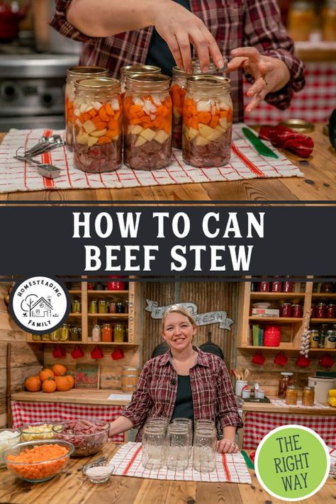 Beef Stew Canning Recipe, Can Beef Stew, Canning Beef Stew, Canning Soup Recipes, Canning Potatoes, Pressure Canning Recipes, Eat Meals, Game Meat, Low Acid Recipes