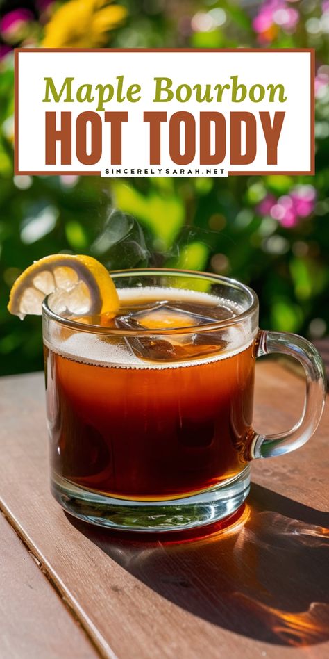 🍋 Elevate your cocktail game this season with the Maple Bourbon Hot Toddy 🥂 This classic drink gets a delicious twist with the addition of maple syrup, adding a rich sweetness that perfectly complements the bold bourbon flavor 🥃 The Maple Bourbon Hot Toddy is ideal for those chilly nights when you need something warm and comforting. Share this recipe with friends, and enjoy the perfect winter drink together! Hot Toddy Cocktail Recipe, Fall Hot Toddy Recipe, Hot Buttered Bourbon, Toasted Marshmallow Bourbon Cocktail, Hot Bourbon Drinks, Warm Bourbon Drinks, Hot Cocktails Alcohol, Bourbon Christmas Drinks, Winter Bourbon Cocktails