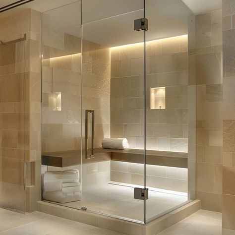 Bathroom With Steam Room, At Home Steam Room, Small Steam Room, Shower With Steam Room, Steam Rooms In House, Bathrooms With Steam Showers, Steam Bathroom Ideas, Small Steam Shower Ideas, Steam Room Ideas